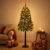 vidaXL Kunstkerstboom met scharnieren en kerstballen 120 cm 150 LED's