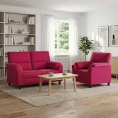 vidaXL Bankstel 2 pcs Wijnrood fluweel