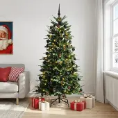 vidaXL Kunstkerstboom met kerstbal 180 cm 300 LED's Warmwit PE & PVC