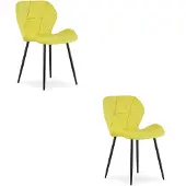 Leobert Chaise - - Mango - Fluweel, geel/Zwarte poten - Set van 2