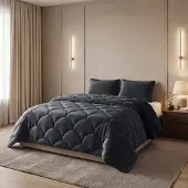 Royal Textile Lazy dekbed zonder overtrek Teddy/Velvet incl. kussensloop - Zwart - 200x200