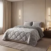Sleeptime Lazy dekbed zonder overtrek Teddy/Velvet incl. kussensloop - Taupe/Grijs - 240x200