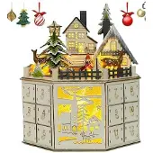 OEM Houten adventskalender, 24 vakjes, herbruikbaar, 20x20 cm