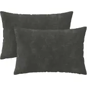 vidaXL Kussensloop 2 st HEERLEN Antraciet 50 x 70 cm Microfiber Fleece