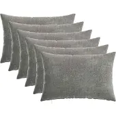 vidaXL Kussensloop 6 st HEERLEN Donkergrijs 30 x 50 cm Chenille Stof