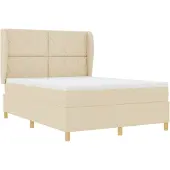 vidaXL Boxspring bed met hoofdeinde Crème 190 x 140 cm Stof