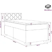 vidaXL Boxspringbed met matras en LED-verlichting, lichtgrijs, 100 x 200 cm, fluweel