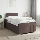 vidaXL Boxspringbed met matras Donkerbruin 120 x 190 cm Stof