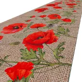 ANRO Keukenloper Klaprozen Bruin 180x52cm – Antislip Gangloper Tapijtloper 3 mm Laagpolig