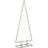 vidaXL Metalen kerstboom KUOPIO 150 cm Warmwit Staal Zwart