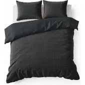 Sleeptime Teddy dekbedovertrek Check - Onderkant microvezel - antraciet - 240x220