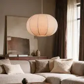 LumenXL Hanglamp Stefia met grote beige linnen kap - taupe