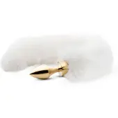 EasyToys Fox NO13 - metalen buttplug met vossenstaart, anaalkegel (goud-wit)