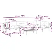 vidaXL 5-delige Loungeset pallet met kussens massief acaciahout