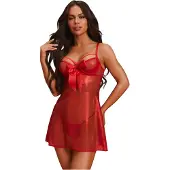 Obsessive Gifty - babydoll en stringset (rood) - L/XL