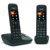 Gigaset C575A Duo, Analoog/DECT telefoon, Draadloze headset, Luidsprekerfunctie, 200 contacten, Identificatie van de beller, Zwart