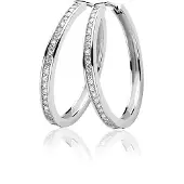 Zinzi zilveren oorringen 28 x 3mm witte zirconia's met luxe klapsluiting ZIO193Z