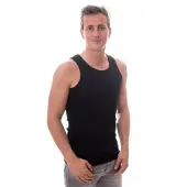 Claesen's - Singlet 2 pack Black Rib Cotton/LycraCL 1333-Black-XXL