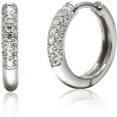 Zinzi zilveren oorringen 15 x 3mm witte zirconia's met luxe klapsluiting ZIO660