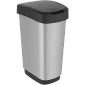 Rotho Twist - Afvalbak 25L - BPA-vrij - zilver metallic (incl 6 stickers)