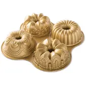 Nordic Ware Quartet Bundt tulbandvorm jubileumeditie 31,5 cm aluminium goudkleurig