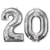 Amscan folieballon 20 jaar 66 cm zilver 2 ballonnen