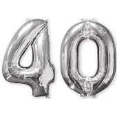 Vegaoo Set van 2 zilverkleurige 40 jaar ballonnen