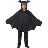 Smiffys Smiffy's Verkleedpak/cape Vleermuis - zwart - voor kinderen - Halloween/carnaval verkleed kostuum 146/158