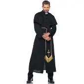 Leg avenue Zwart en goudkleurig priester kostuum voor mannen