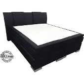 Slaaploods.nl Zeus - Boxspring inclusief matras - 80x210 cm - Zwart Mooie boxspring complete boxspring boxspringbed boxspring met gebogen hoofdbord