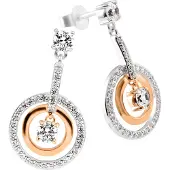 Diamonfire Zilveren Oorhangers zirkonia Rond Rosé-goud kleurig 808.0341.00