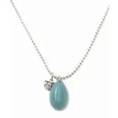 Heaven Eleven ketting rvs ballchain met een drop Amazoniet natuursteen