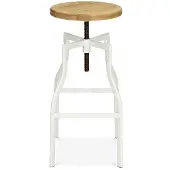 Legend - Industriele barkruk - Hoog - Draaibaar - Houten zitting - Wit
