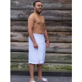 S & LT Sauna handdoek heren wit - omslagdoek met klittenband