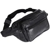 Rojafit Heuptas-Groot-4 vakken-Zwart-Nappa Leer-Afmeting ca. 34 x 8 x 15 cm.