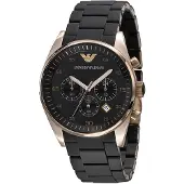 Giorgio Armani Emporio AR5905 Staal Merk Zwart Wijzerplaat Kwartshorloge voor heren