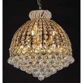 Clayre & Eef LumiLamp Kroonluchter Ø 48x55/180 cm Goudkleurig Ijzer Glas Hanglamp Goudkleurig Hanglamp