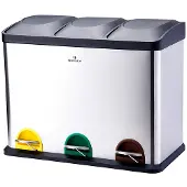 Bergner Rvs Prullenbak 3 Vakken 3x 15 Liter