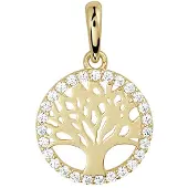 Trendjuwelier huiscollectie Hanger geelgoud Levensboom Zirkonia 16 mm