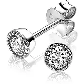 Zinzi zilveren oorknoppen rond 5mm wit ZIO1263