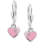 Trendjuwelier huiscollectie Oorhangers Hart En Zirkonia Zilver Gerhodineerd Glanzend 21 mm x 6.5 mm
