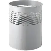 Helit prullenmand the dot H2515787, 15 l rond, metaal aluminium grijs, Ø 25,7 x H 32,1 cm, mat met geperforeerd decor