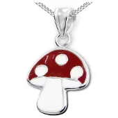 Montebello Princes Ketting Berber - Meisjes - 925 Zilver - Epoxy - Paddestoel - 14 x 13 mm - 38 cm