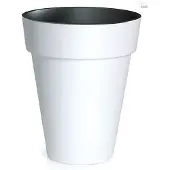 Prosperplast Bloempot Buiten Hoog Rond Cube Slim 46cm WIT Prosperplast