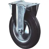 Bouwsales Bokwiel, zwart rubber wiel met stalen velg en rollager, 205kg 200mm