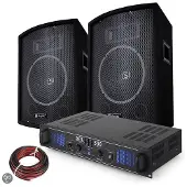 Skytec 500W PA DJ Disco set met versterker en luidsprekers