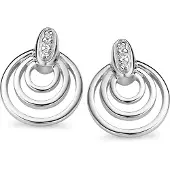 Orphelia Oorbel Inner Circles White Zirconium Sterling Zilver 925