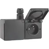 Niko Hydro Dubbel stopcontact opbouw Zwart