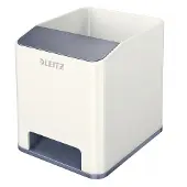 Leitz Pennenhouder WOW Sound, 1 vak, smartphonevak met geluidsversterking, wit/grijs