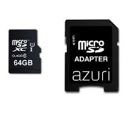 Azuri 64GB micro SDHC card class 10 met SD adapter